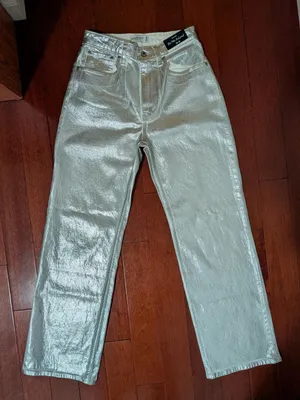 Abercrombie & Fitch Silver High-Rise Straight Jeans thumbnail 1