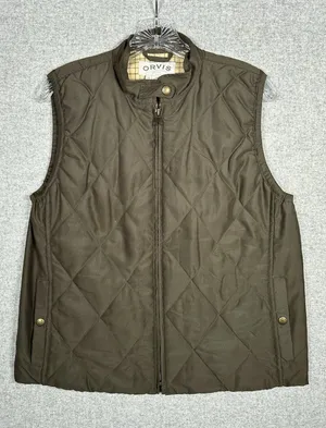 Orvis Size 10 Womens Quilted‎ Vest Full Zip Olive Green Sleeveless Lightweight thumbnail 1