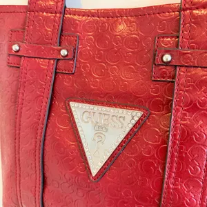 GUESS Y2K Burgundy Monogram Hand Bag Signature Silver Triangle Rhinestone Logo thumbnail 5