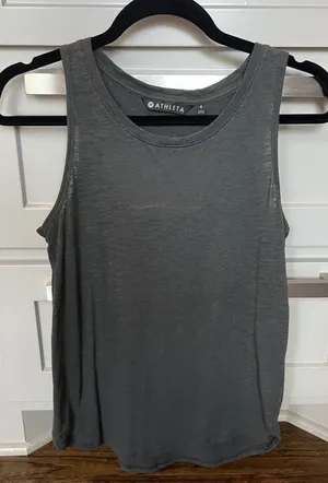 ATHLETA Daily Cowl Tank Size Small army Green Open Back Workout Yoga Women thumbnail 1