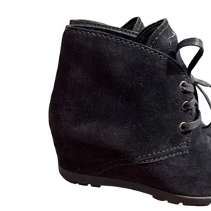 Quiet Luxury Prada Suede Wedge Ankle Boots Black‎ Size 37.5 thumbnail 6