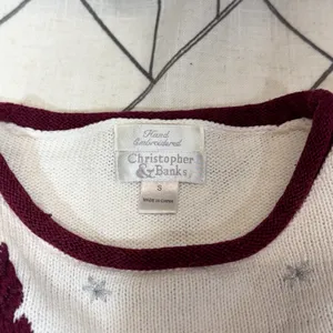 Christopher & Banks Sweater Small White Winter Cardinal‎ Hand Embroidered 2003 thumbnail 8