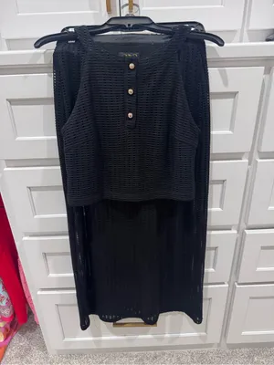 Black Sleeveless Crochet Set with maxi skirt thumbnail 3