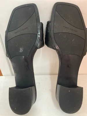 Marc Fisher Black Woven Slide Mules with Low Block Heel thumbnail 3