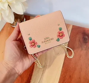 Coach Mini Wallet On A Chain With Floral Whipstitch thumbnail 2