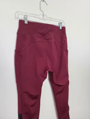 Popfit Lily Flex Leggings Maroon Burgundy Red Criss Cross Athletic Ankle Large thumbnail 7