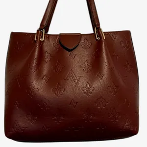 NWT.. Adrienne Vittadini Marseille Wine Leather Embossed Tote & Pouch MSRP $210 thumbnail 2