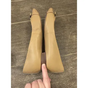 TORY BURCH BEIGE LEATHER HUGO‎ BOW POINT TOE GOLD REVA BALLET FLATS Size 8.5 thumbnail 4