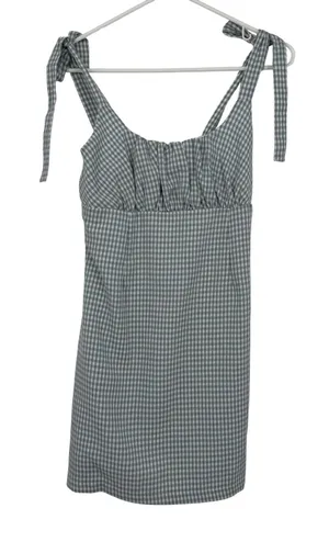 L.A. Hearts Gingham Mini‎ Dress Womens Small Sage Green Excellent Tie Shoulder thumbnail 1