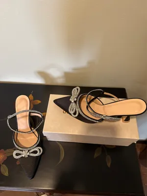 Black Rinestoned Heels Size 9 thumbnail 2