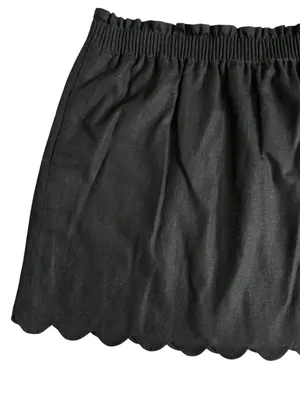 J. Crew Scalloped Side Walk Linen Blend Skirt Women’s Size 12 Black Pull On thumbnail 4