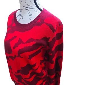 Cabi Camo Print‎ Sweater Crew Neck Long Sleeve Pullover Knit Top Red Size Medium thumbnail 4