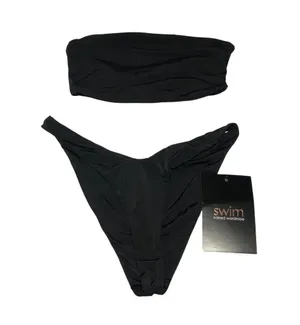 Naked Wardrobe Bikini Set Bandeau Tube Top Cheeky High Cut Bottom Black S thumbnail 1