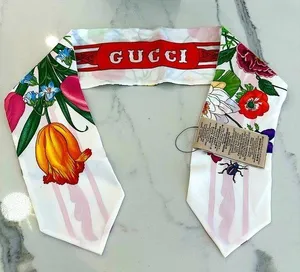 Gucci Floral Neck Bow Scarf thumbnail 1