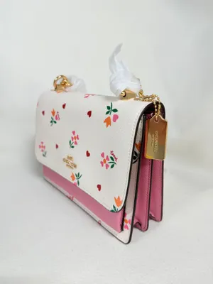 Coach Klare with Heart Print Gold/Chalk Leather Cross Body Bag C7596 thumbnail 2