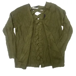 Olive‎ Green Long Cardigan Granola Goblin Grunge Whimsigoth Baggy Boho Cozy IX thumbnail 1