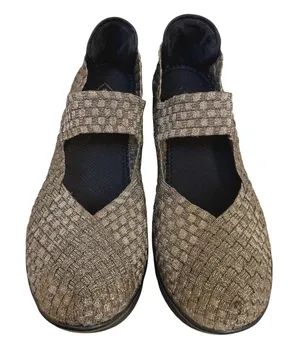 St. John's Bay Bronze Metallic Woven Elastic Mary Jane Wedge Shoes Size 10‎ thumbnail 1