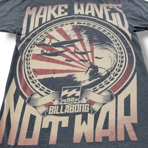 Billabong Shirt Size Small Billabong Graphic Tee "Make Waves Not War" Tiny Hole thumbnail 4