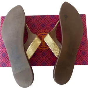 Tory Burch Cameron Gold‎ Leather Sandals 9.5 thumbnail 5
