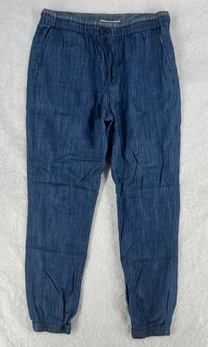 Life In Progress Casual Jogger Pants Womens‎ XS Blue Chambray Cotton Tapered Leg thumbnail 1