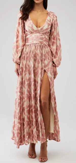 Jen’s Pirate Booty Rising Star Lapis Maxi Dress Pink Metallic NWT XS Fairycore thumbnail 1