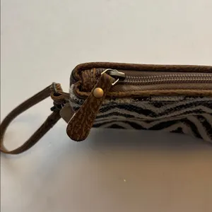 Myra Bag Cats Eye Wristlet W/Cowhide And Chevron Print Canvas And Brown Canvas thumbnail 7