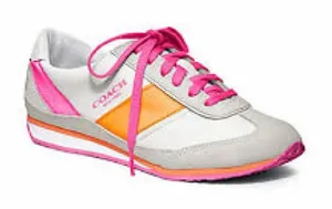 Coach Mae sneakers white orange‎ pink women’s size 9 thumbnail 1