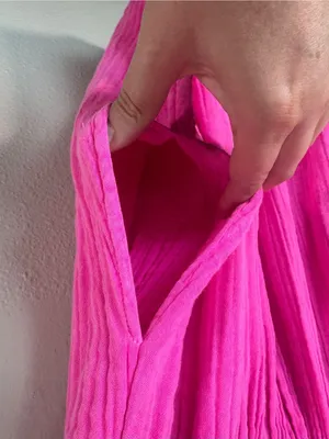 Love Shack Fancy Athalia Hot Pink Cotton Mini Dress Womens S Flutter Sleeve thumbnail 2