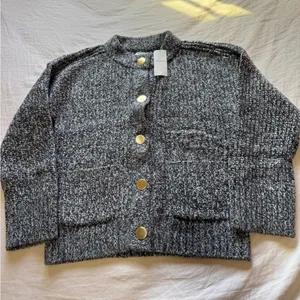 Abercrombie and Fitch- Casual crewneck cardigan with metallic details thumbnail 6