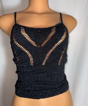 Black glitter tank top Size M thumbnail 1