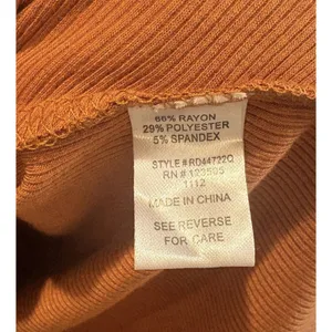 Heart & Hips Rust Orange Brown Ribbed Bodycon Shirt Dress Ruched Short Sleeve L thumbnail 5