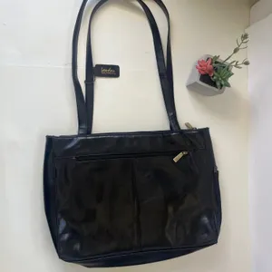 Landau Sacamoto Vegan Leather Work Tote Bag Black Briefcase Career Tote Japan thumbnail 4