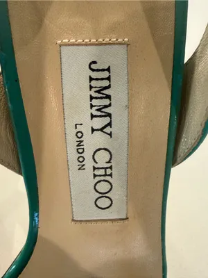 Jimmy Choo Green Patent Leather Strappy Slingback Stiletto Sandals Size 39.5‎ thumbnail 14