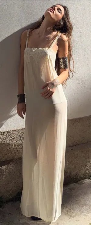 Lioness Glacial Sheer Maxi Dress Butter thumbnail 1