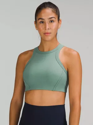 Lululemon Ribbed High Neck Nulu Bra in Tidewater Teal thumbnail 1