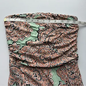 The Limited Strapless Paisley Maxi Dress Flowing Boho Green Orange Women’s XS thumbnail 7
