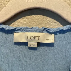 Ann Taylor LOFT Women’s Petite Ruffle Button Mixed Media Top PM Petite Medium thumbnail 4