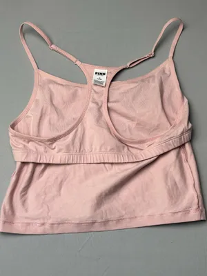 PINK Victoria’s Secret Light Pink Shelf Bra Cami Tank Top Lounge Bralette Medium thumbnail 6