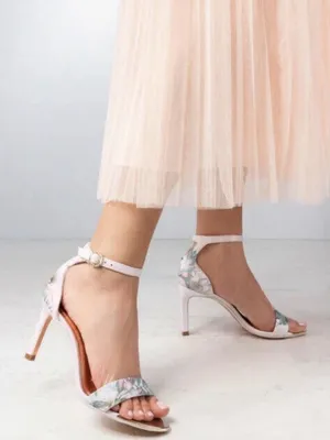 Ted Baker Woodland Floral Ankle-Strap Stiletto Sandals in Blush Pink SZ:39/8.5 thumbnail 1