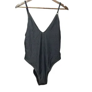 Aerie American Eagle Denim‎ Look One Piece Cheeky Swimsuit L thumbnail 3