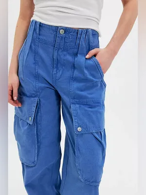 NWT Free People We The Free Brentwood Slouchy Cargo Pants- ebb and flow blue - 0 thumbnail 6
