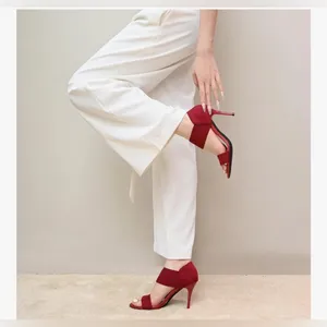 NEW Red High Heels Chunky Block Platform Heels Strappy Gladiator 8 thumbnail 2