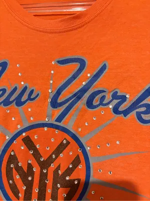 Adidas New York Knicks Bling Shirt orange blue women size large thumbnail 4