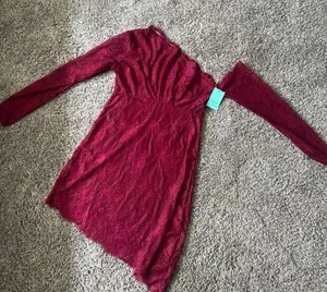Fredrick’s Of Hollywood Deep Red Off Shoulder Nighty NWT thumbnail 1