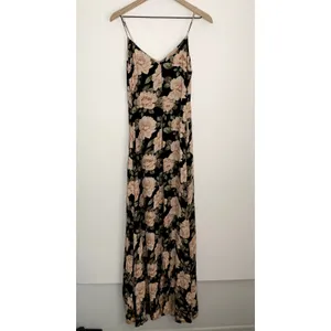 Reformation Luma Floral Spaghetti Strap Maxi Dress Womens Black Small thumbnail 3