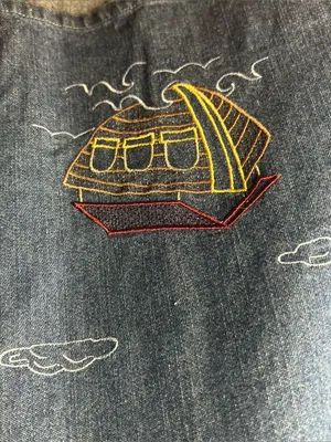 VTG Christopher&Banks Noah's Ark Themed Embroidered Short Sleeve Denim Shirt: XL thumbnail 4