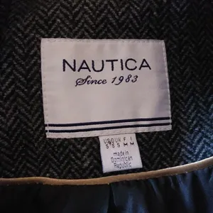 Nautica Grey Herringbone Wool Blend Zip Up Winter Coat thumbnail 4