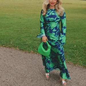 Free People The Wolf Gang Calypso Maxi Dress Green‎ Blue Long Sleeve XS thumbnail 7