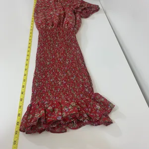 Urban Outfitters‎ Women's M Red Floral Smocked Mini Dress Short Sleeve Ruffle thumbnail 5