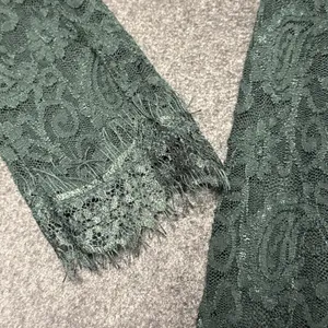 Free People Dress Women's Floral Pearl Lace Long Sleeve Green Mini Size‎ S thumbnail 8